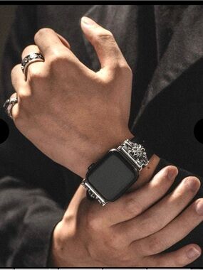 Badass Smartwatch with Helios Black Leather Band with Sterling Silver Accents